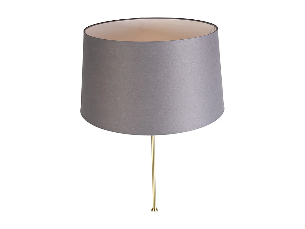 Lampadaire or/laiton avec abat-jour en lin gris 45 cm - Parte