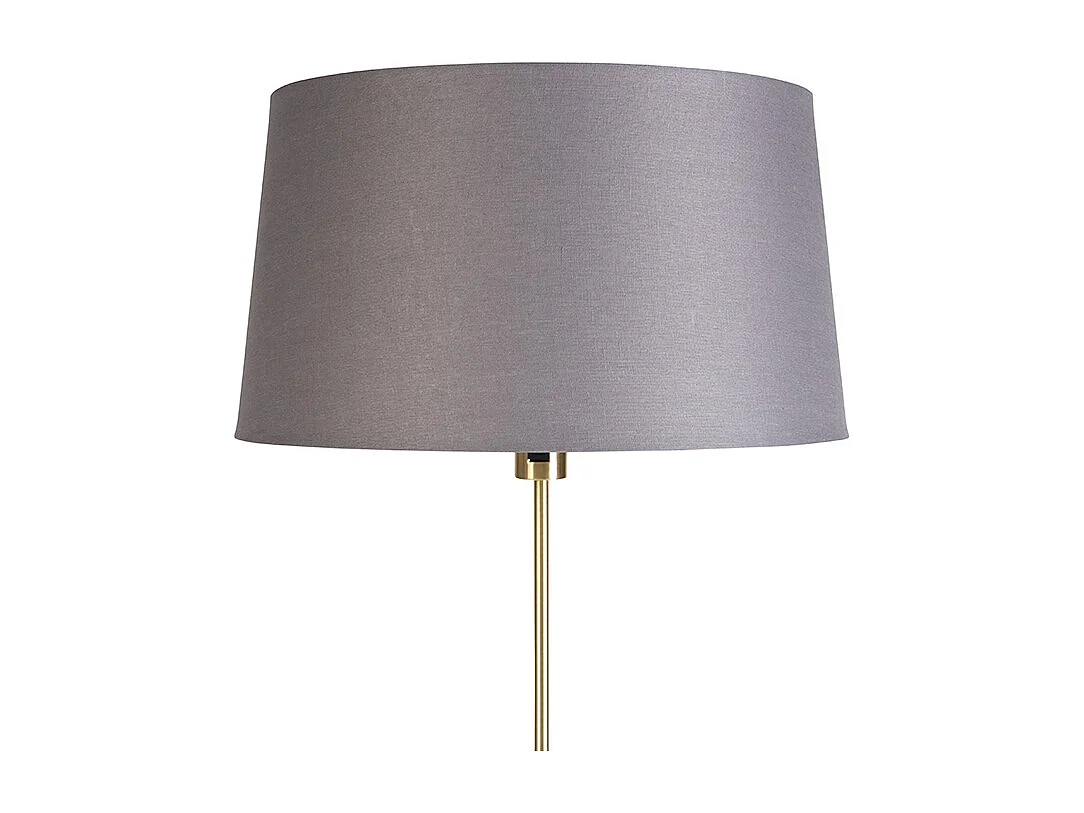 Lampadaire or/laiton avec abat-jour en lin gris 45 cm - Parte