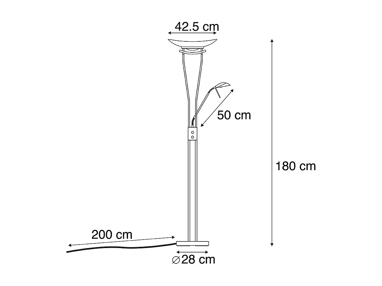 Lampadaire moderne en bronze avec LED et dimmer - Lexus