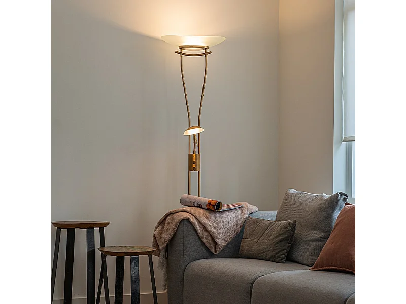 Lampadaire moderne bronze avec LED et variateur - Lexus