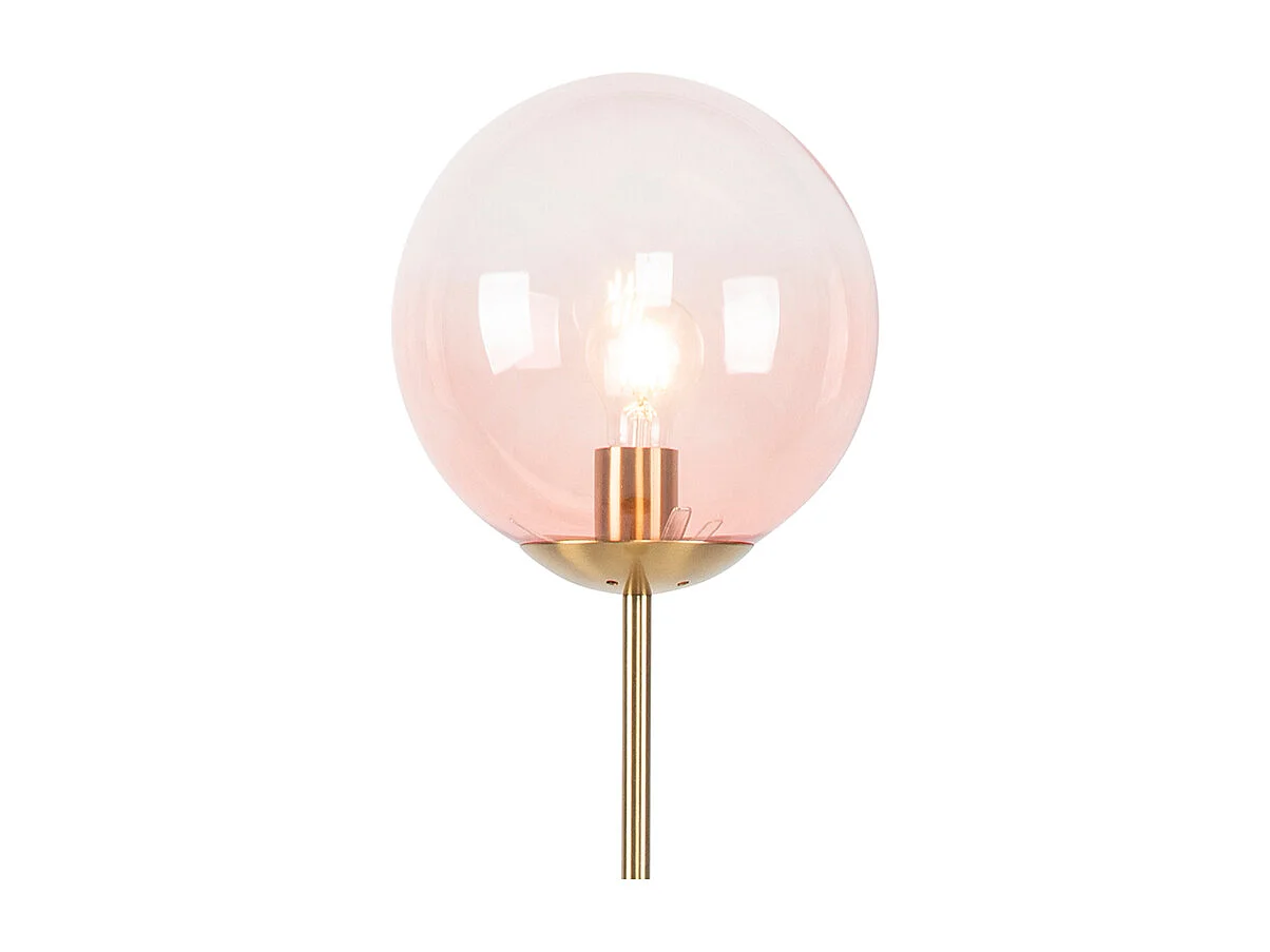 Lampadaire Art Déco en laiton avec verre rose - Pallon