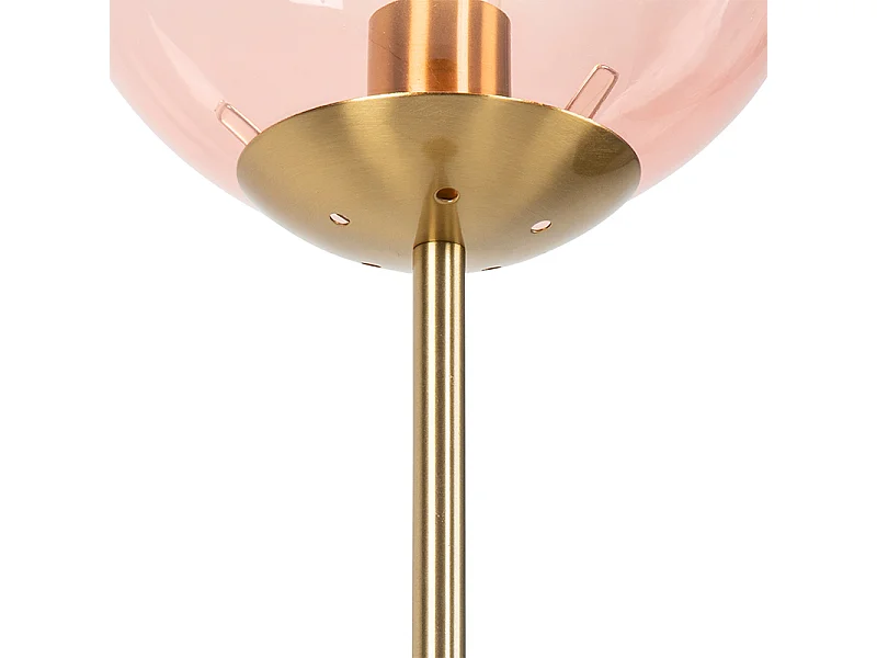 Lampadaire Art Déco en laiton avec verre rose - Pallon