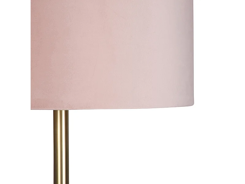 Lampadaire romantique en laiton avec abat-jour rose 40 cm - Simplo
