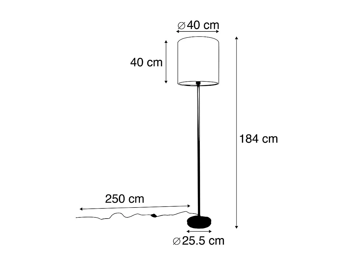 Lampadaire romantique en laiton avec abat-jour rose 40 cm - Simplo