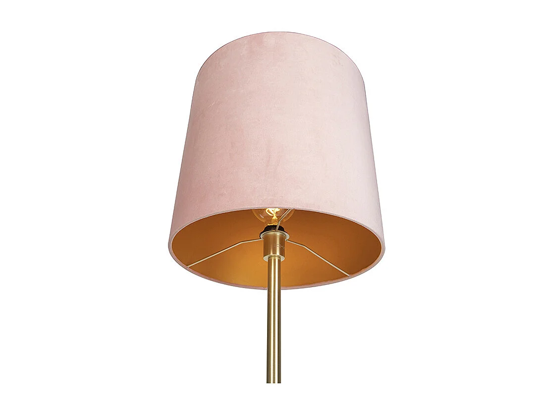 Lampadaire romantique en laiton avec abat-jour rose 40 cm - Simplo
