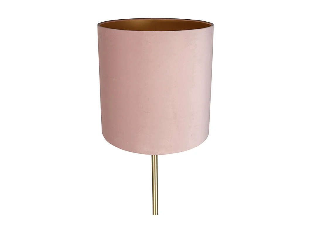 Lampadaire romantique en laiton avec abat-jour rose 40 cm - Simplo