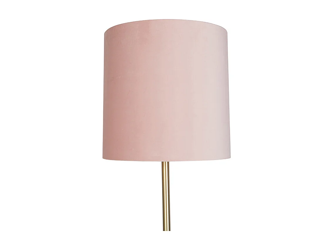 Lampadaire romantique en laiton avec abat-jour rose 40 cm - Simplo
