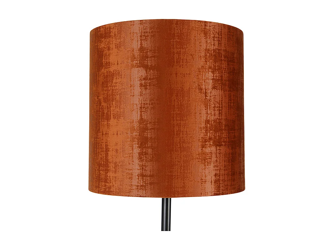 Lampadaire abat-jour velours noir orange 40 cm - Simplo
