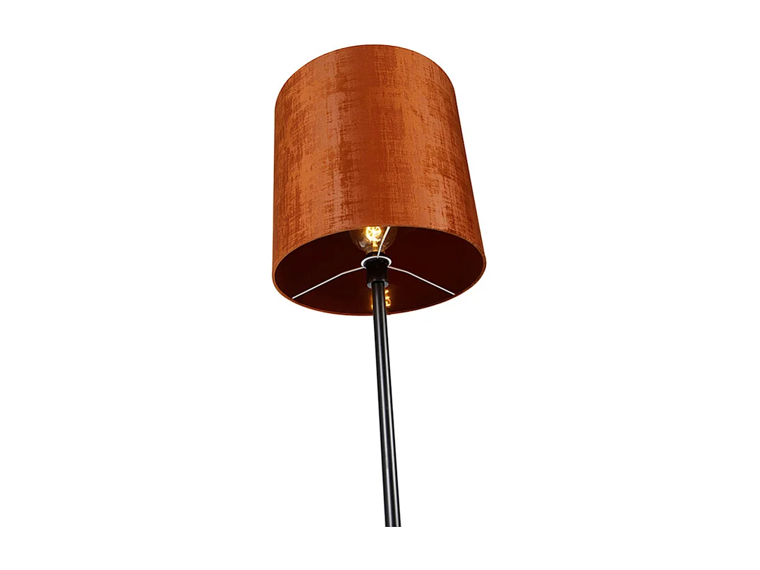Lampadaire noir avec abat-jour en velours orange 40 cm - Simplo