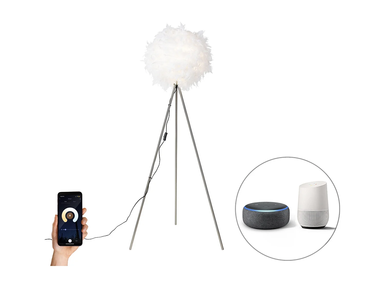 Lampadaire romantique intelligent blanc avec Wifi A60 - Plume
