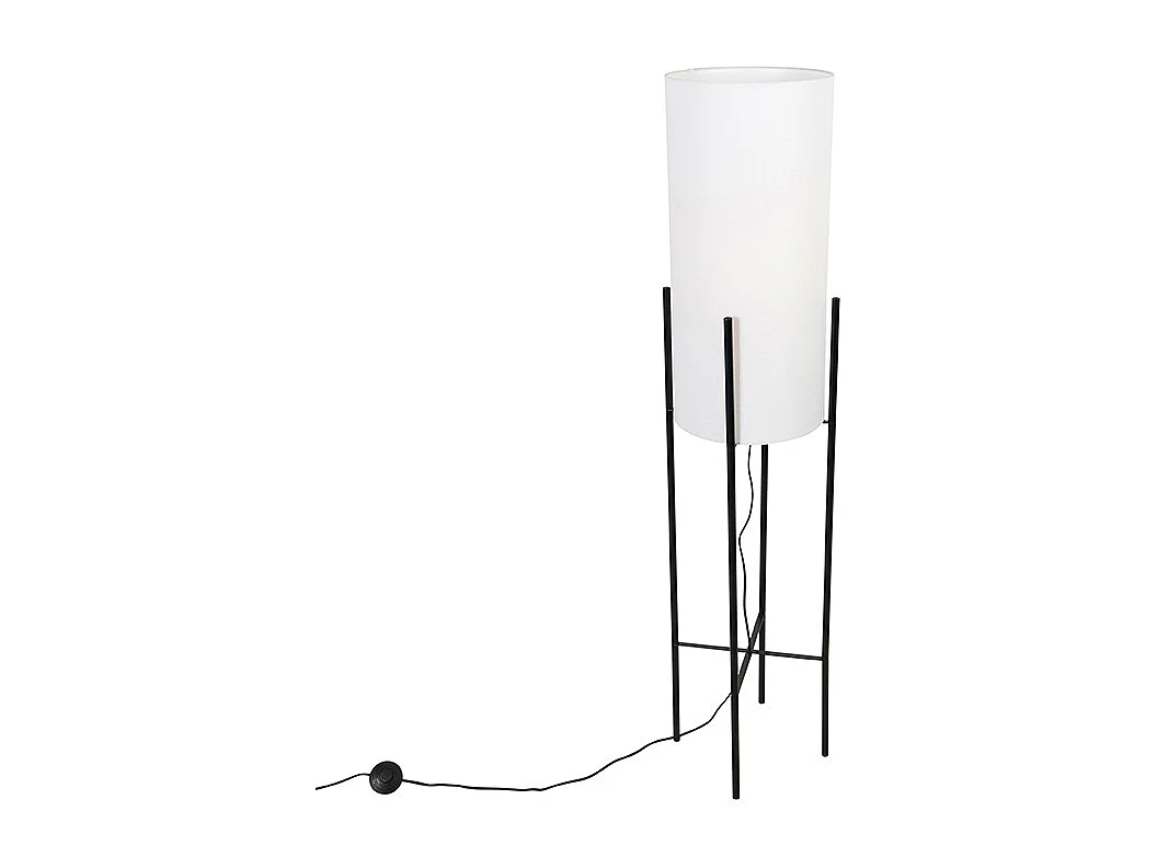 Lampadaire design abat-jour en lin noir blanc - Rich