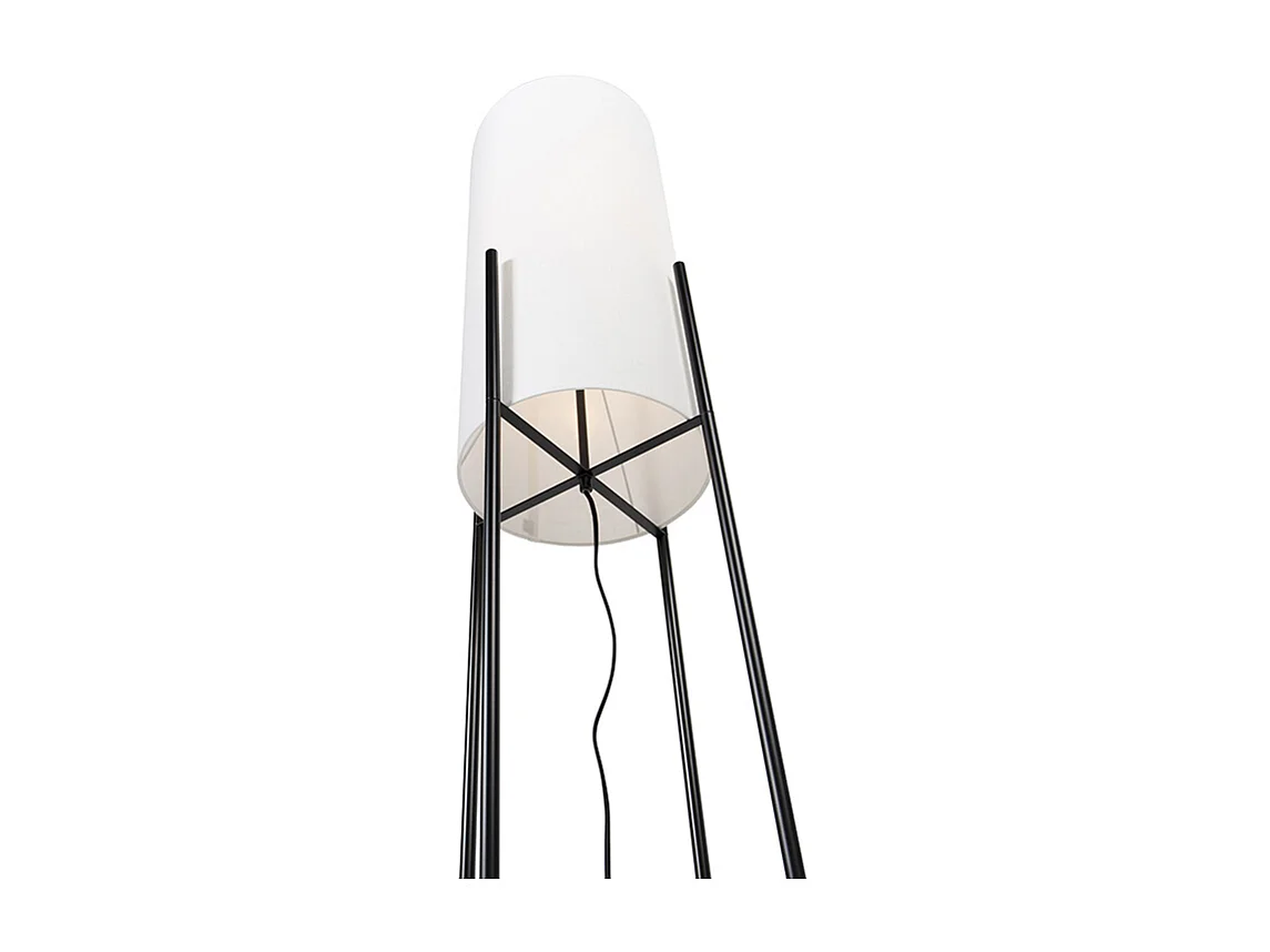 Lampadaire design abat-jour en lin noir blanc - Rich