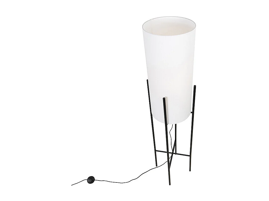 Lampadaire design abat-jour en lin noir blanc - Rich
