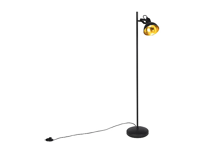 Lampadaire industriel noir avec or 1 lumière - Tommy