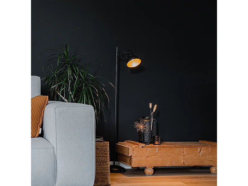 Lampadaire industriel noir avec or 1 lumière - Tommy