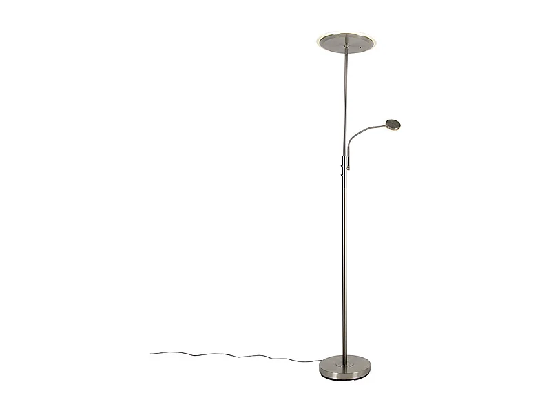 Lampadaire moderne en acier avec LED avec télécommande et bras de lecture - Strela