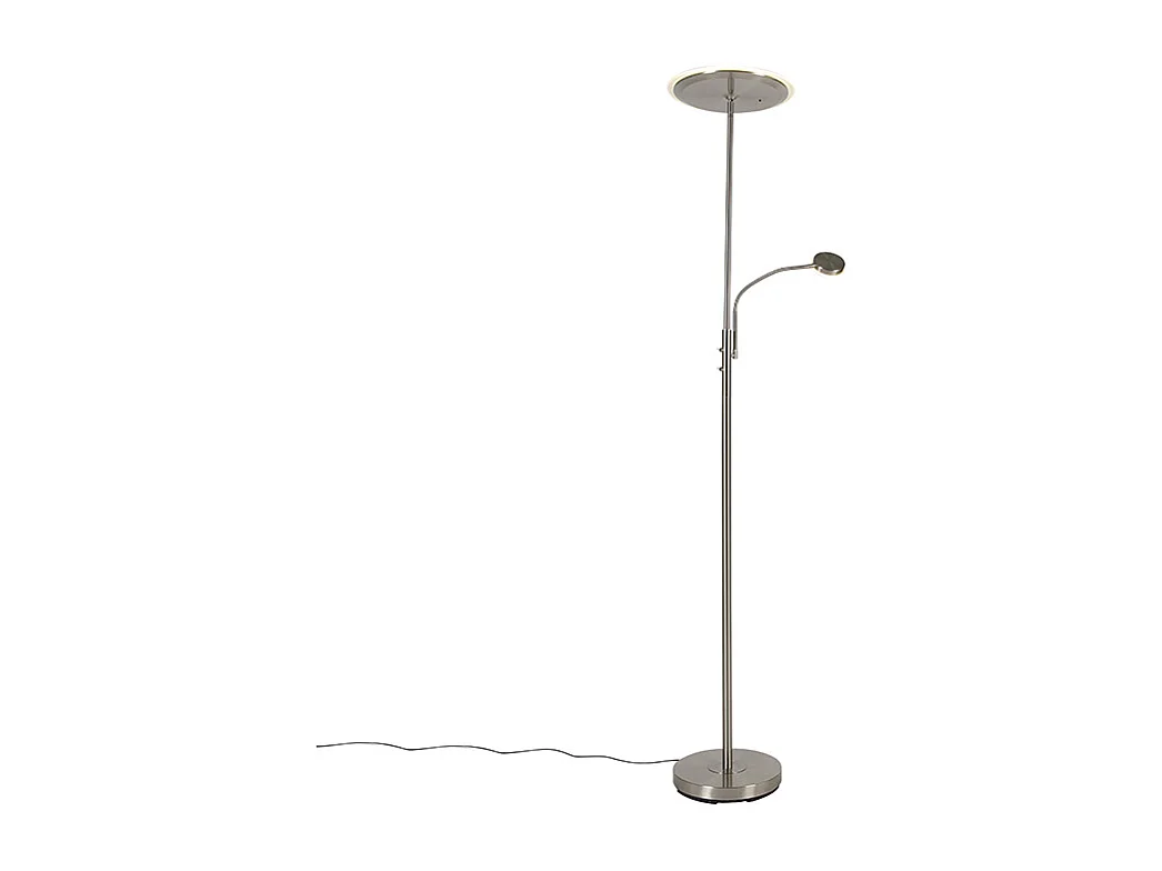 Lampadaire moderne en acier avec LED avec télécommande et bras de lecture - Strela