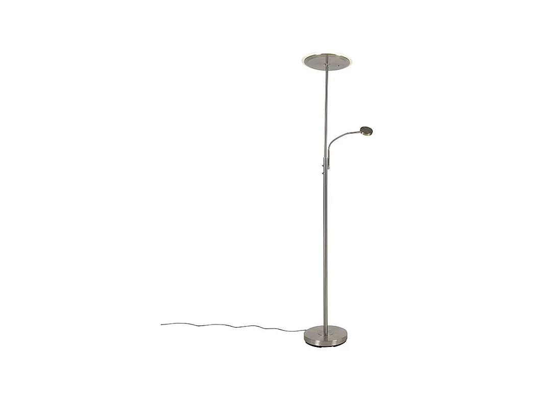 Lampadaire moderne en acier avec LED avec télécommande et bras de lecture - Strela