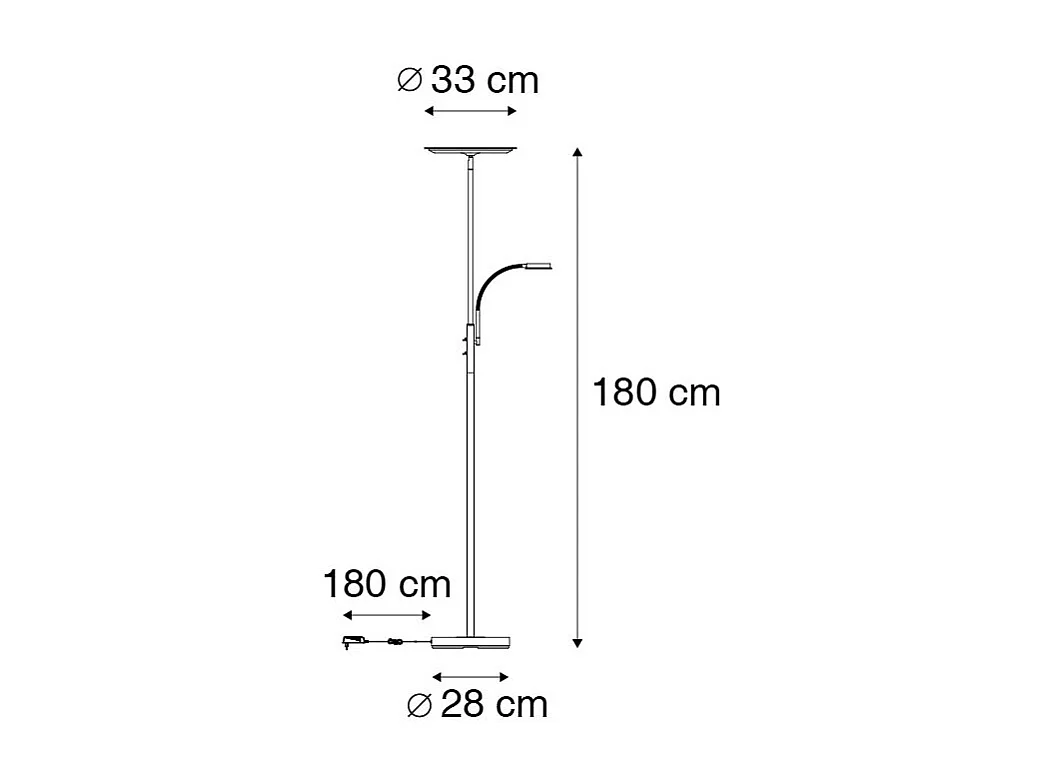 Lampadaire moderne en acier avec LED dimmable et bras de lecture - Strela