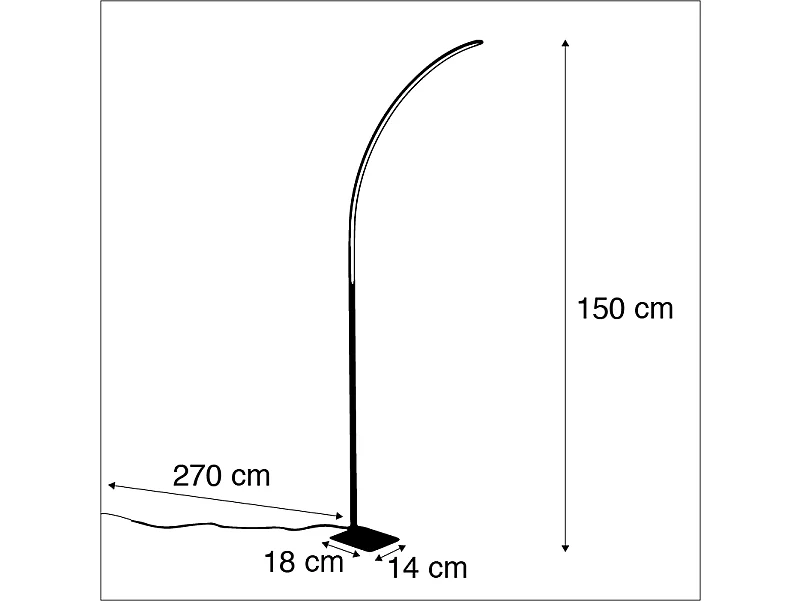 Lampadaire moderne en acier avec LED et variateur à 3 niveaux - Élégant