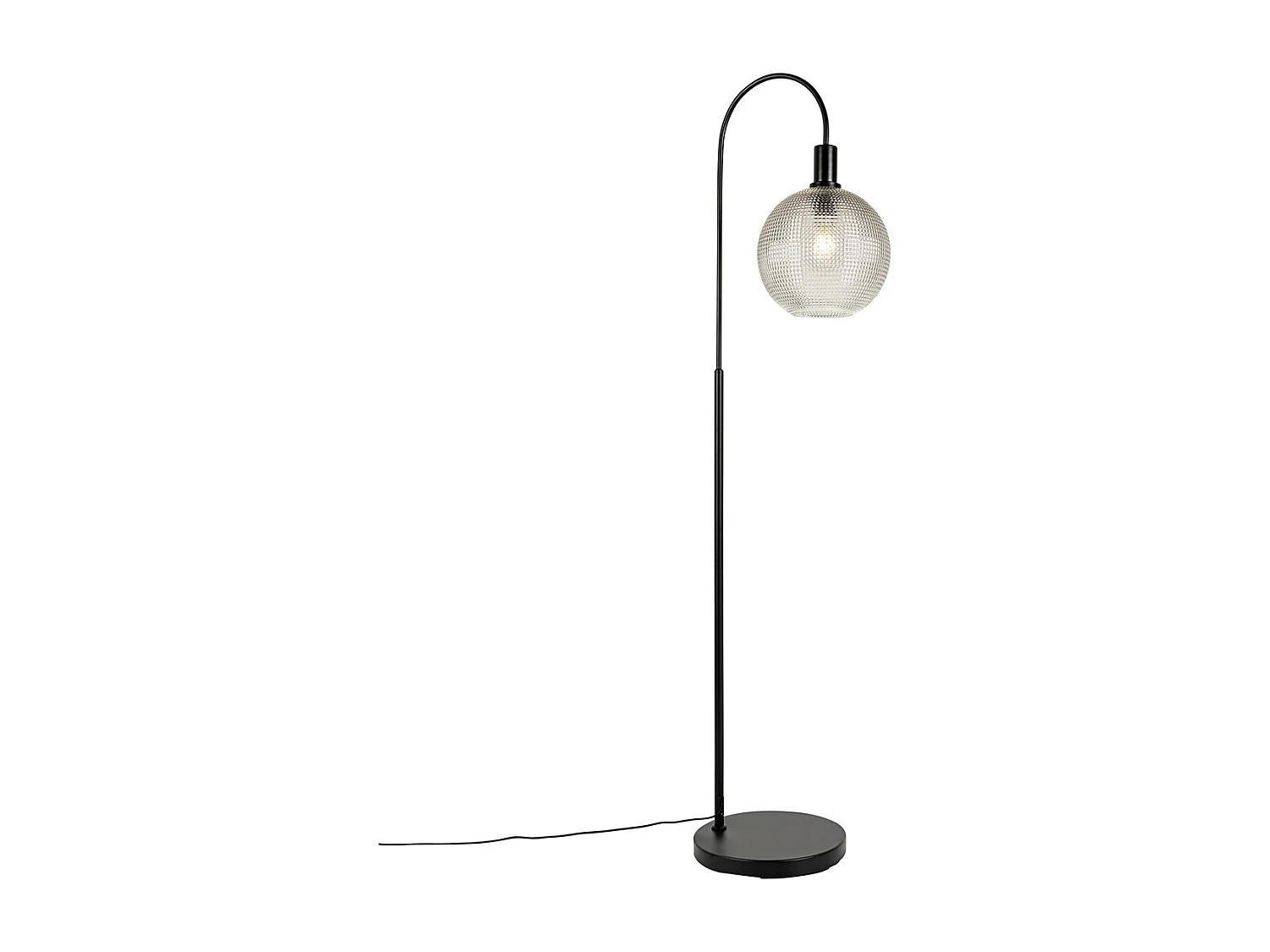 Lampadaire design noir avec verre fumé - Chico
