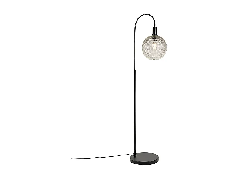 Lampadaire design noir avec verre fumé - Chico