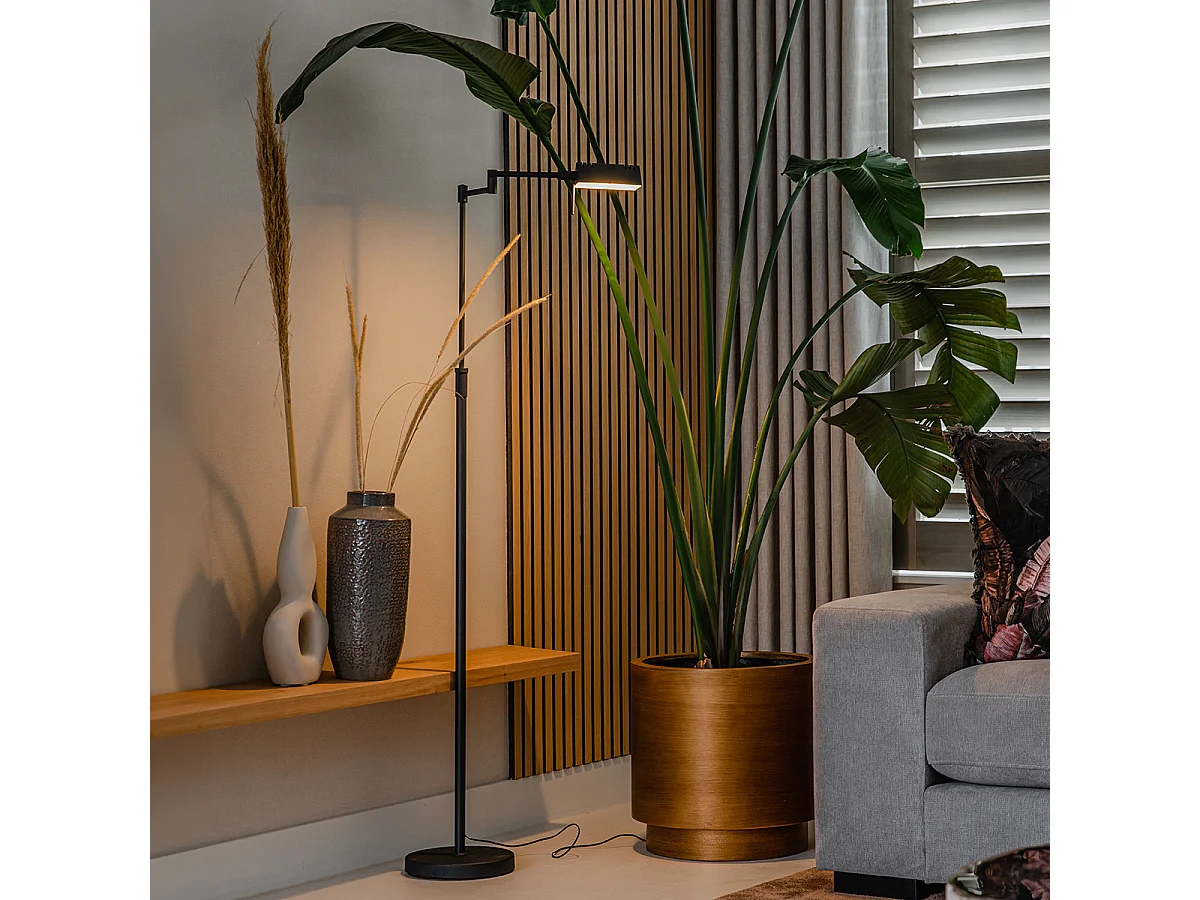 Lampadaire design noir avec LED et variateur tactile - Notia