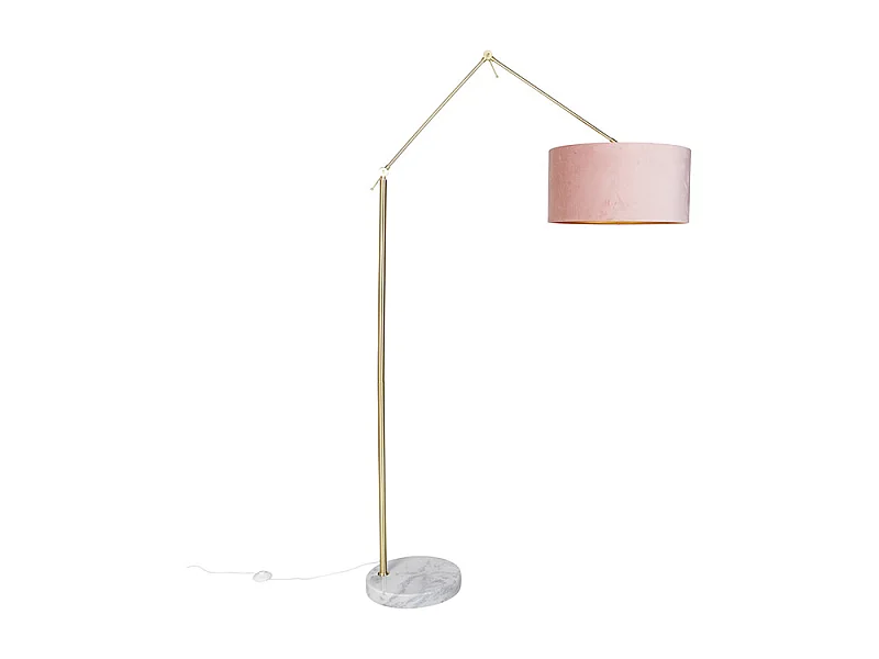Lampadaire moderne doré / abat-jour velours rose 50 cm - Editeur