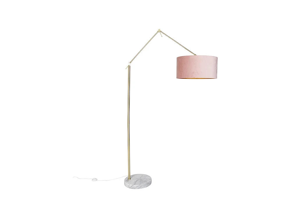 Lampadaire moderne doré / abat-jour velours rose 50 cm - Editeur