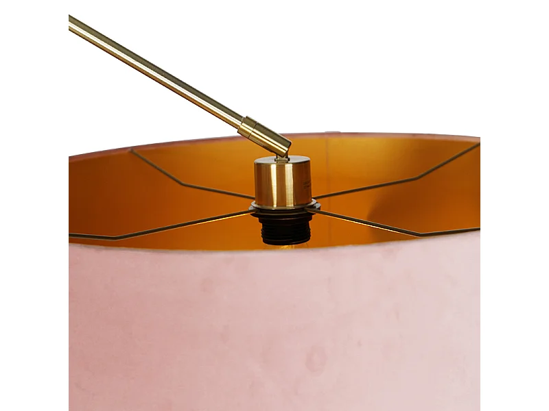 Lampadaire moderne abat-jour en velours doré rose 50 cm - Editor