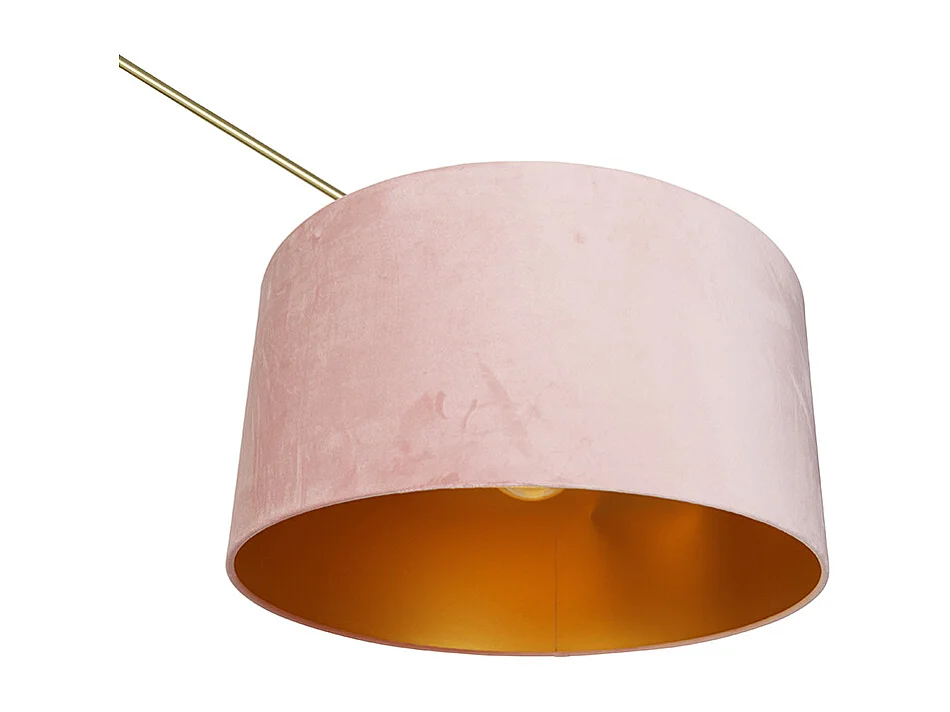 Lampadaire moderne abat-jour en velours doré rose 50 cm - Editor
