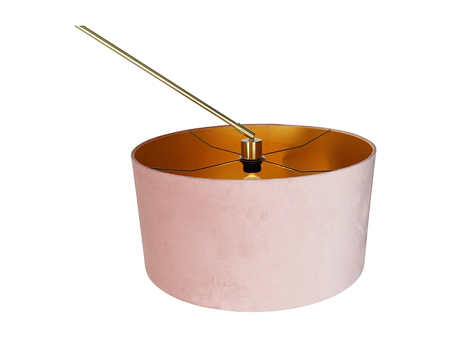 Lampadaire moderne abat-jour en velours doré rose 50 cm - Editor