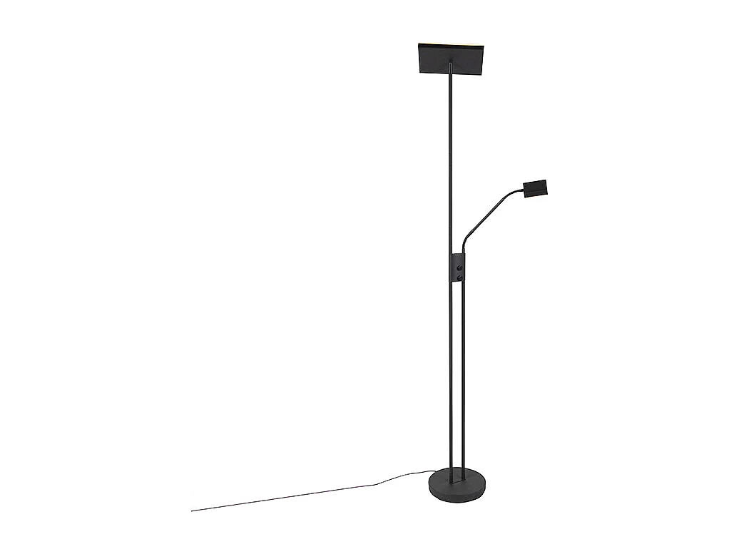 Lampadaire moderne noir avec LED et variateur d'intensité et liseuse - Jazzy