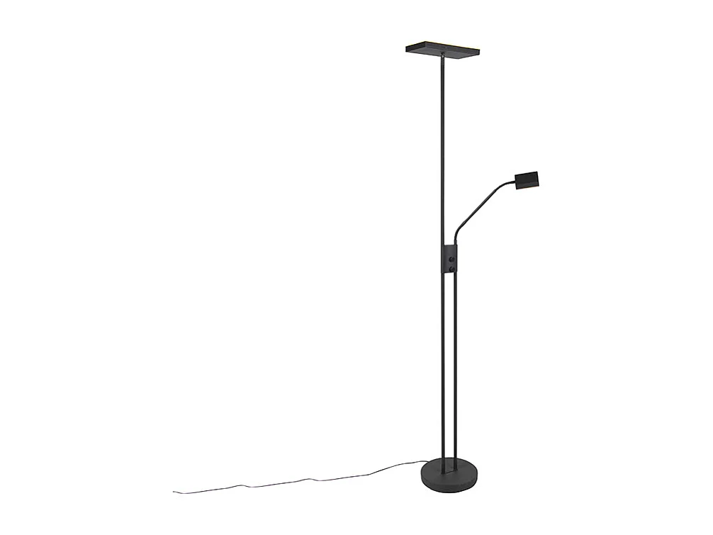Lampadaire moderne noir avec LED et variateur d'intensité et liseuse - Jazzy