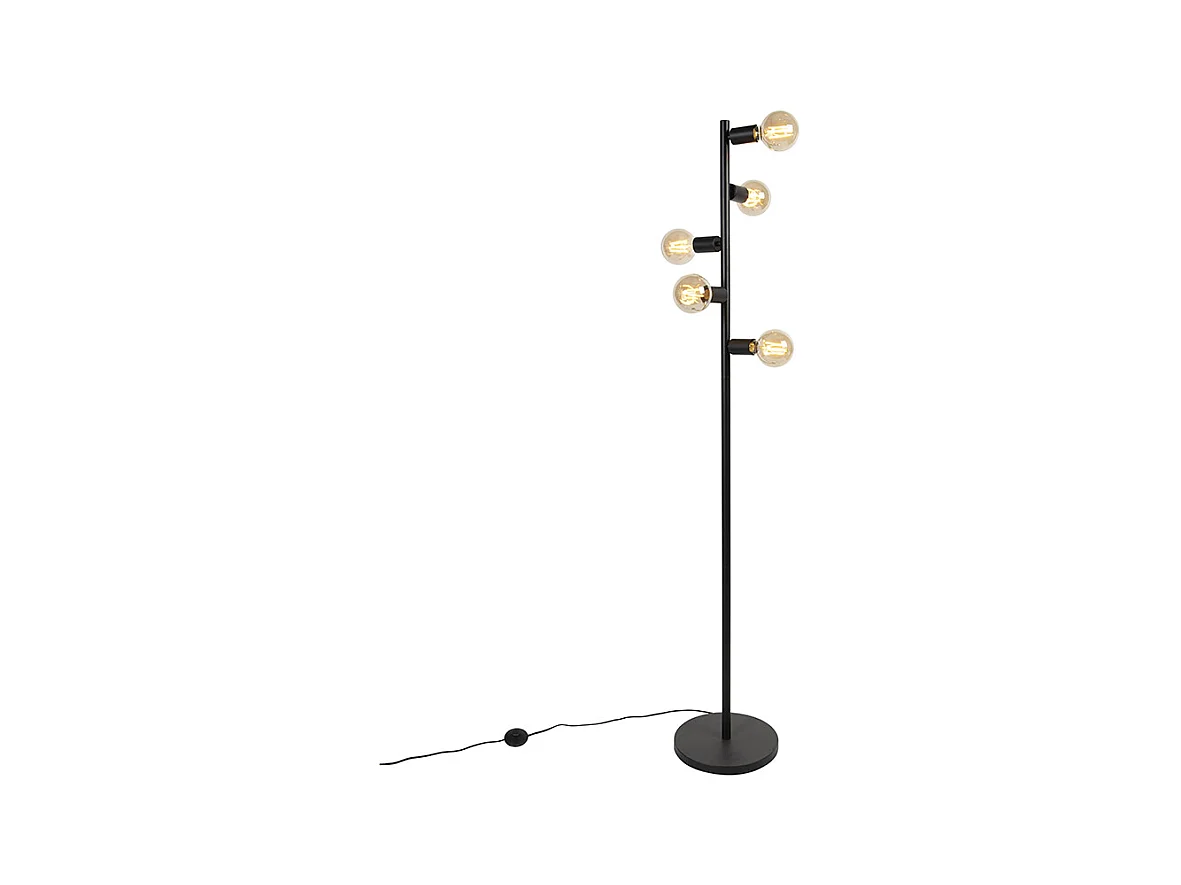 Lampadaire moderne noir 5 lumières - Facil