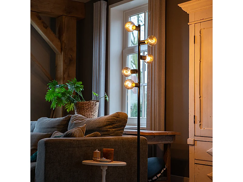 Lampadaire scandinave noir 5 lumières - Facil Tube