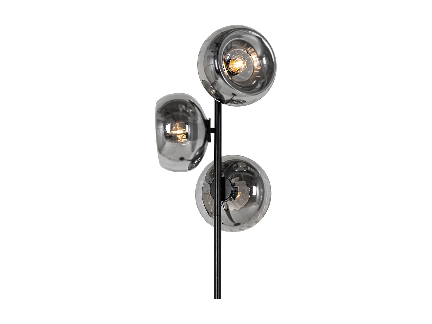 Lampadaire Art Déco noir avec verre fumé 3 lumières - Ayesha