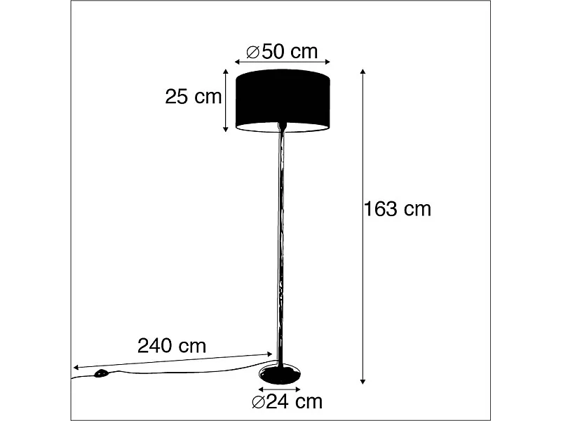 Lampadaire moderne blanc avec abat-jour poivre 50 cm - Simplo