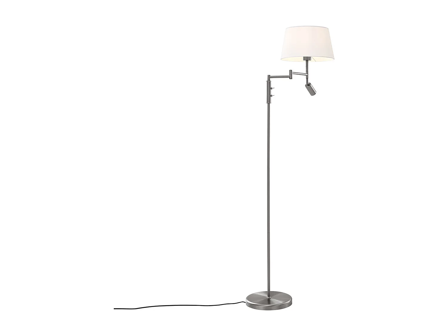 Lampadaire en acier avec abat-jour blanc et liseuse orientable - Ladas