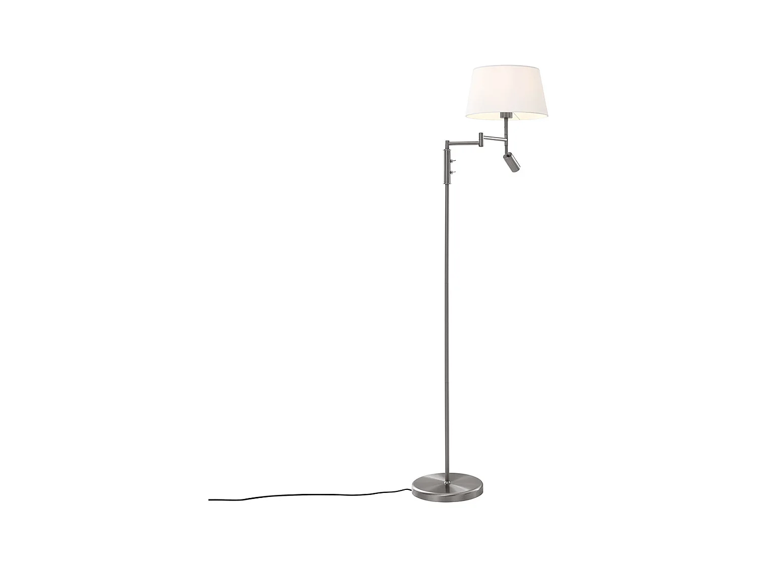 Lampadaire en acier avec abat-jour blanc et liseuse orientable - Ladas