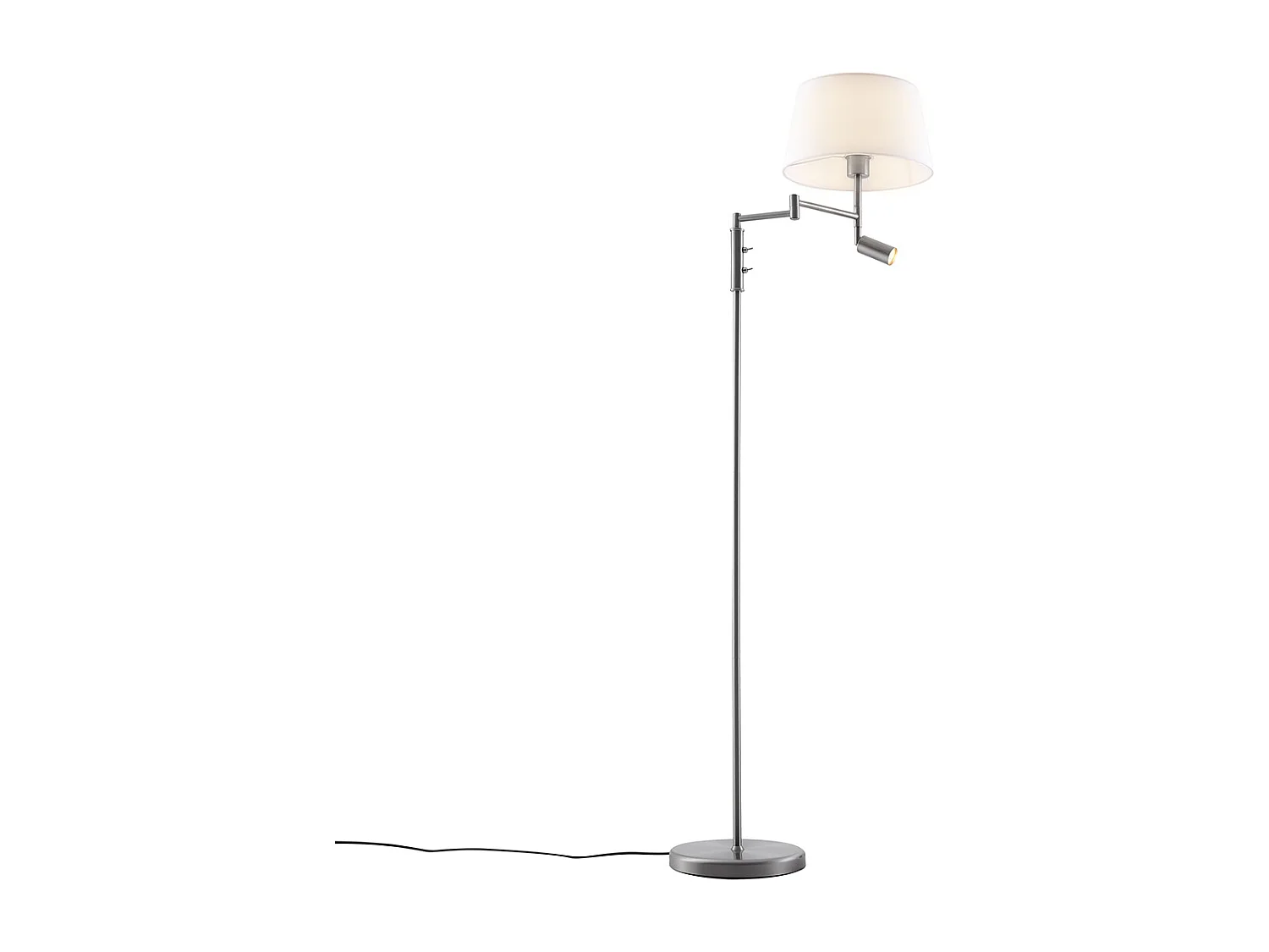 Lampadaire en acier avec abat-jour blanc et liseuse réglable - Ladas