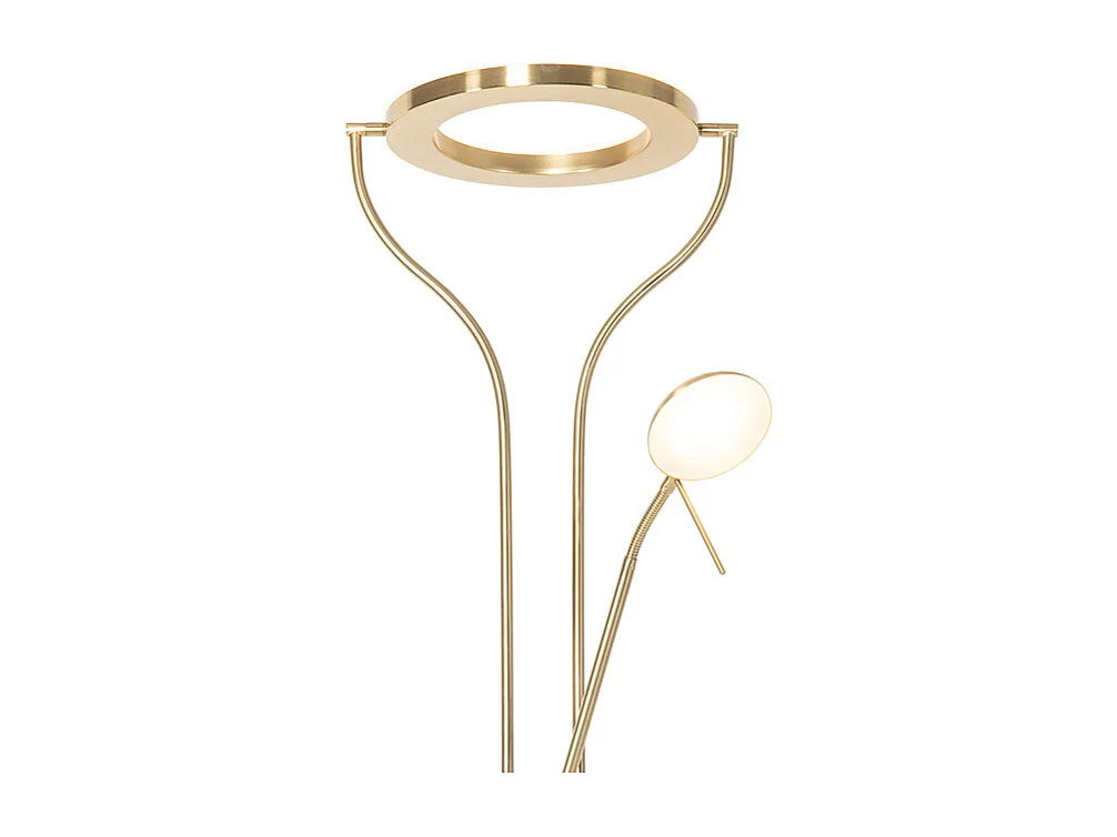 Lampadaire moderne doré avec bras de lecture avec LED et variateur - Divo