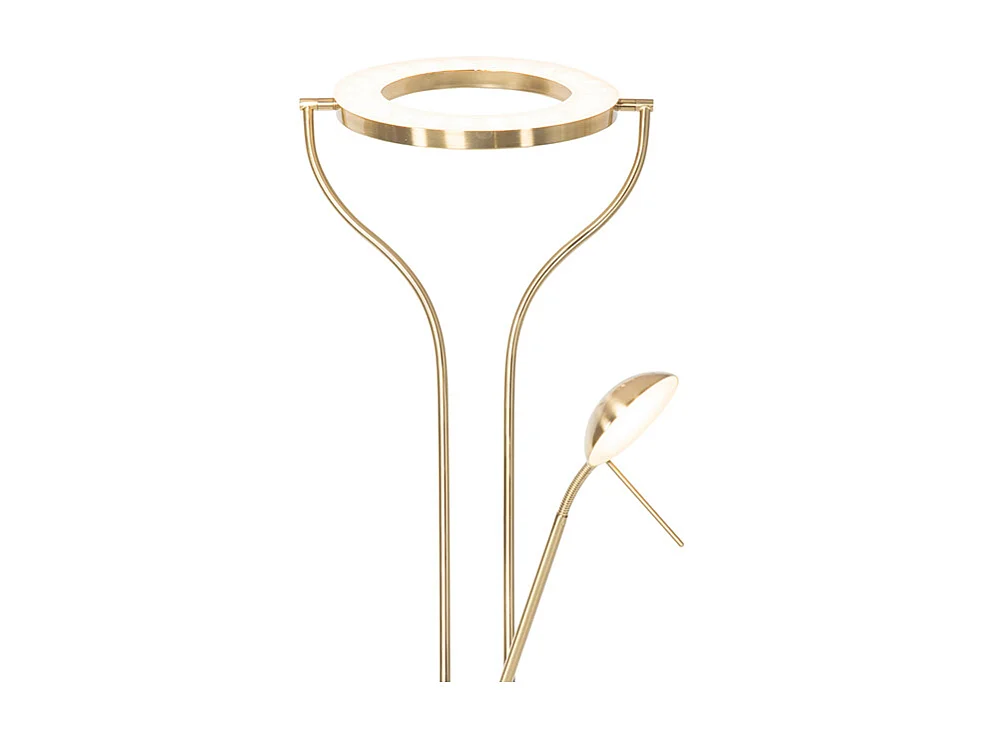 Lampadaire moderne doré avec bras de lecture avec LED et variateur - Divo