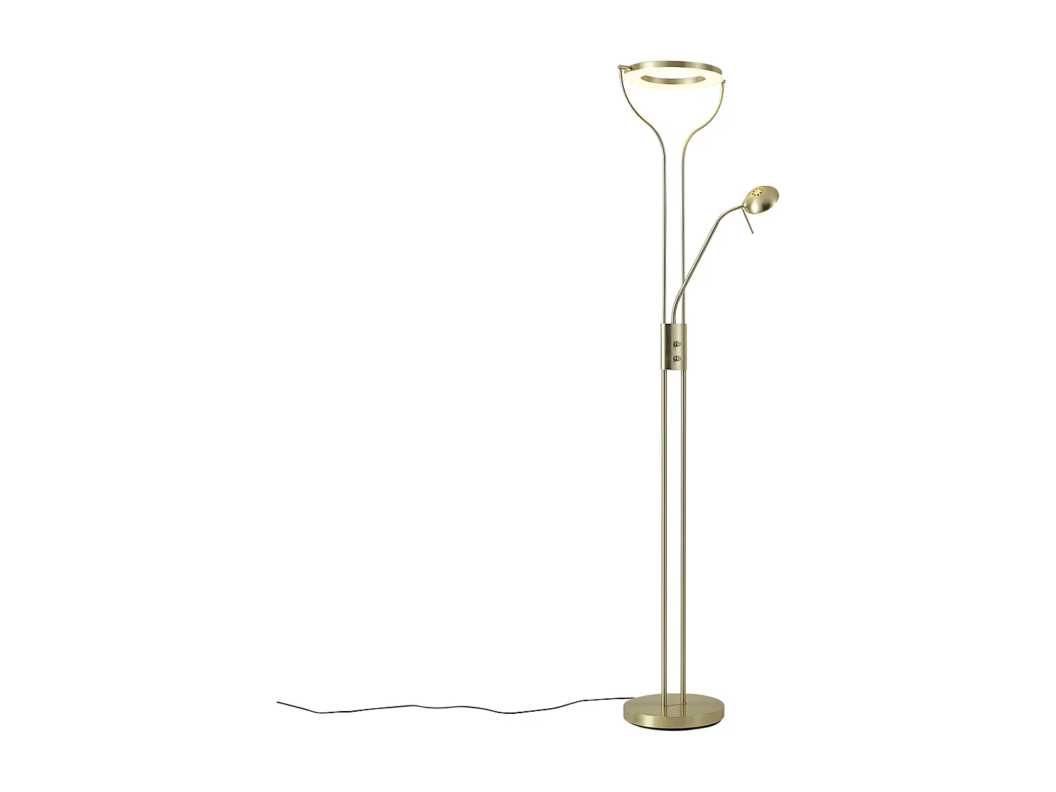 Lampadaire moderne doré avec bras de lecture avec LED et variateur - Divo