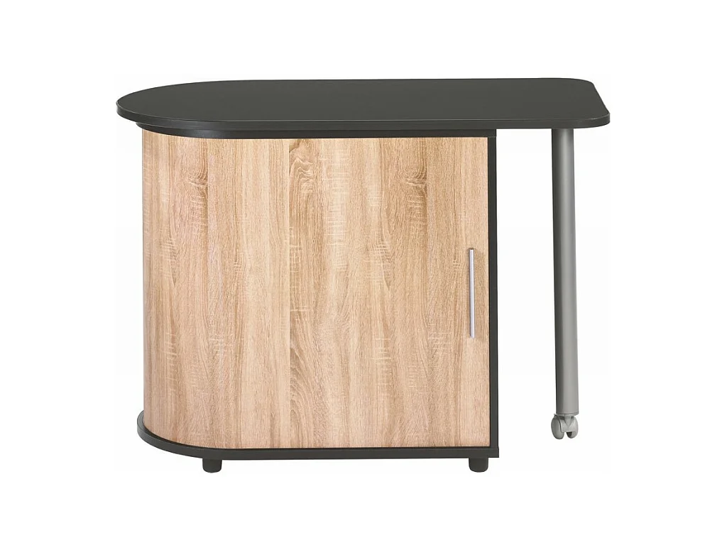 Bureau Pivotant Noir et Meuble de Rangement - Coloris: Chêne Naturel