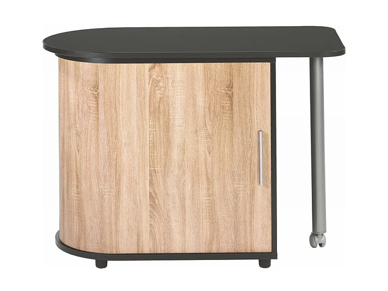 Bureau Pivotant Noir et Meuble de Rangement - Coloris: Chêne Naturel