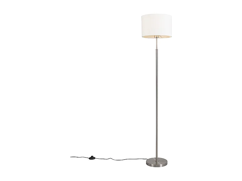 Lampadaire moderne en acier avec abat-jour blanc - VT