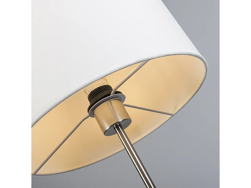 Lampadaire moderne en acier avec abat-jour blanc - VT