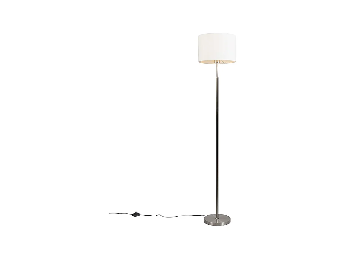 Lampadaire moderne en acier avec abat-jour blanc - VT