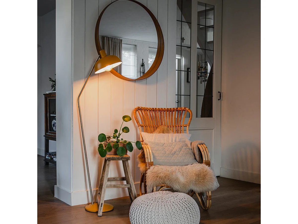 Lampadaire rétro jaune avec bronze - Milou